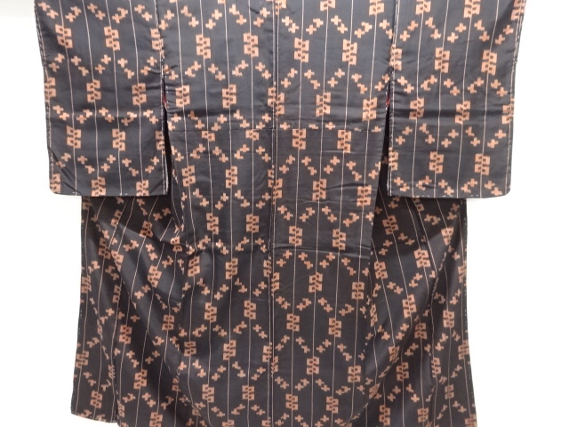 JAPANESE KIMONO / ANTIQUE KIMONO / TAISHO ROMAN STYLE / MEISEN / WOVEN GEOMETRIC